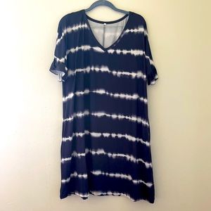 Striped tie dye pocket dress